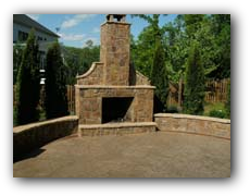 Outdoor Fireplace and Stamped Patio
